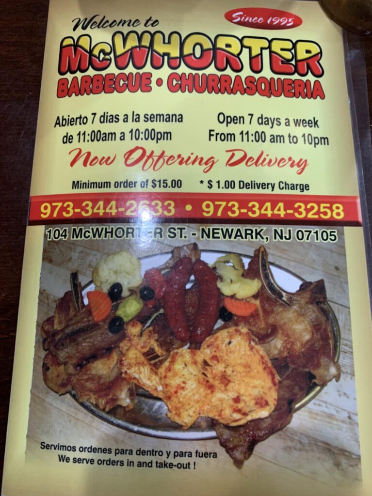 McWhorter Barbecue Menu 8
